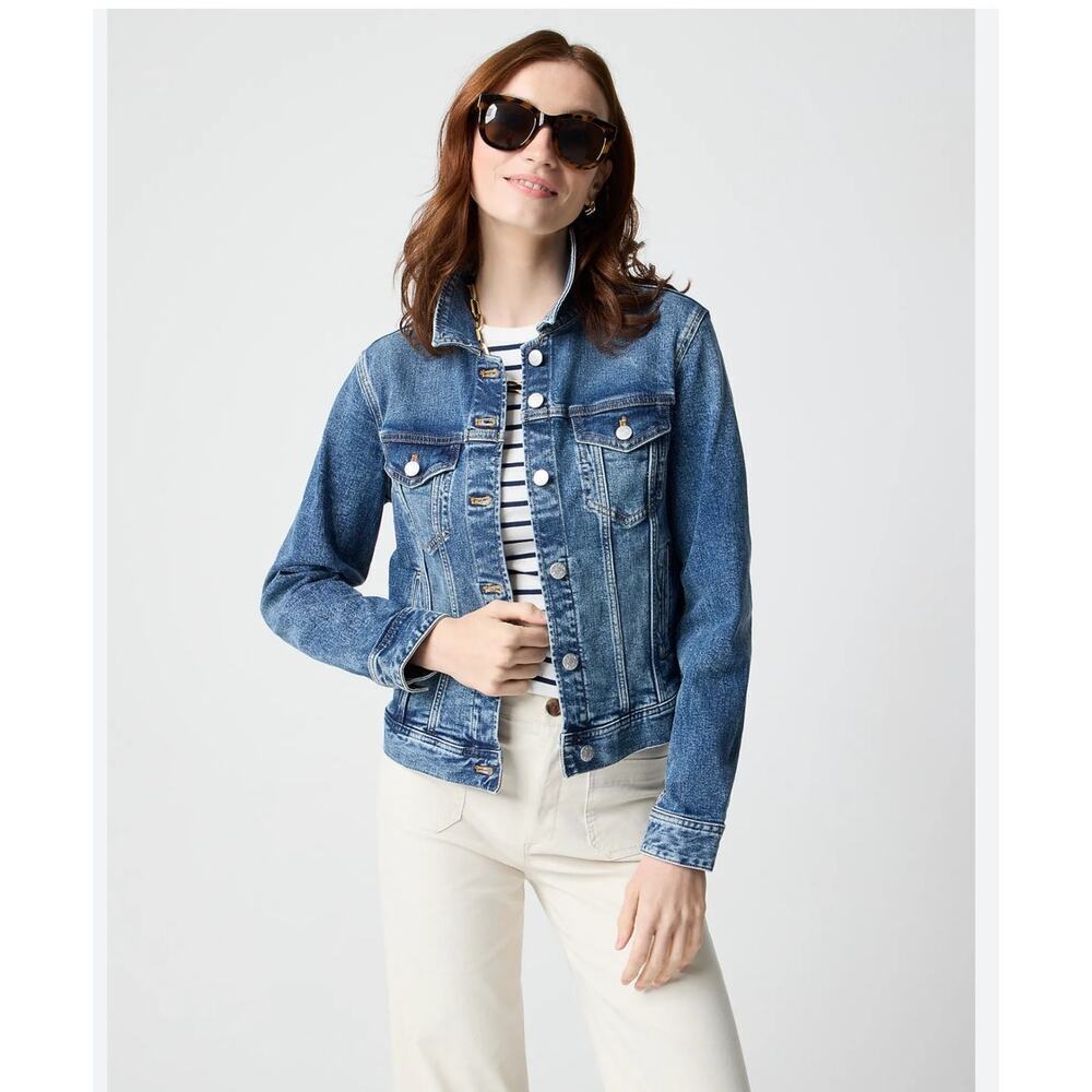J‎ CREW Womens Classic Jean Jacket Size XS Medium Wash Western Preppy Denim Coat